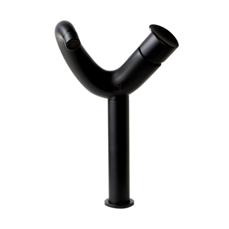 Pemberly Row Black Matte Tall Wave Single Lever Bathroom Faucet