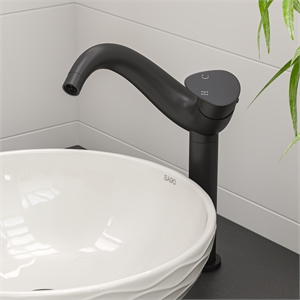 Pemberly Row Black Matte Tall Wave Single Lever Bathroom Faucet