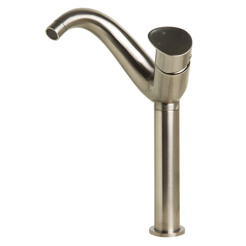 Pemberly Row Tall Wave Brushed Nickel Single Lever Bathroom Faucet