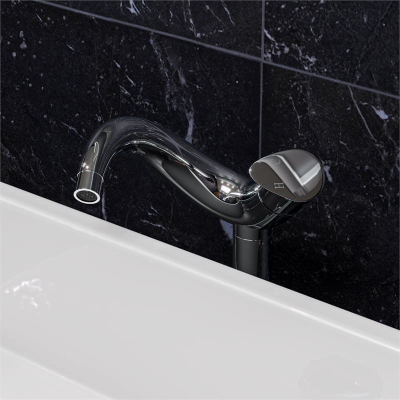 Pemberly Row Tall Wave Polished Chrome Single Lever Bathroom Faucet