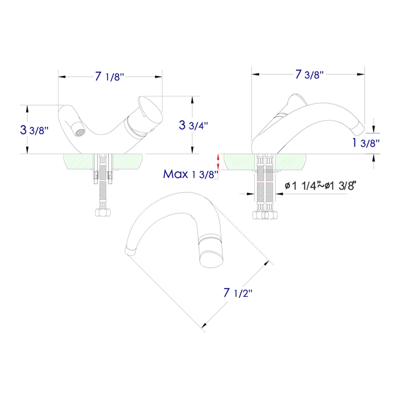 Pemberly Row Contemporary Black Matte Wave Single Lever Bathroom Faucet