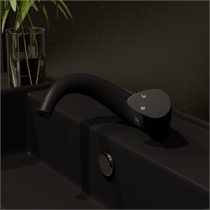 Pemberly Row Contemporary Black Matte Wave Single Lever Bathroom Faucet