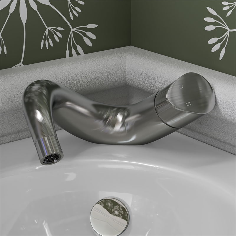 Pemberly Row Wave Brushed Nickel Single Lever Bathroom Faucet