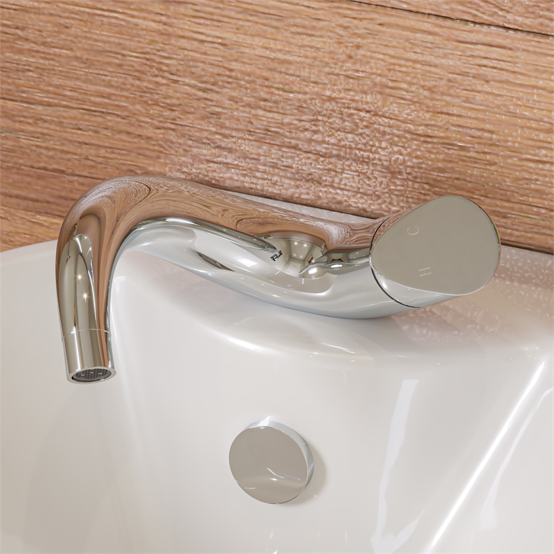 Pemberly Row Wave Polished Chrome Single Lever Bathroom Faucet