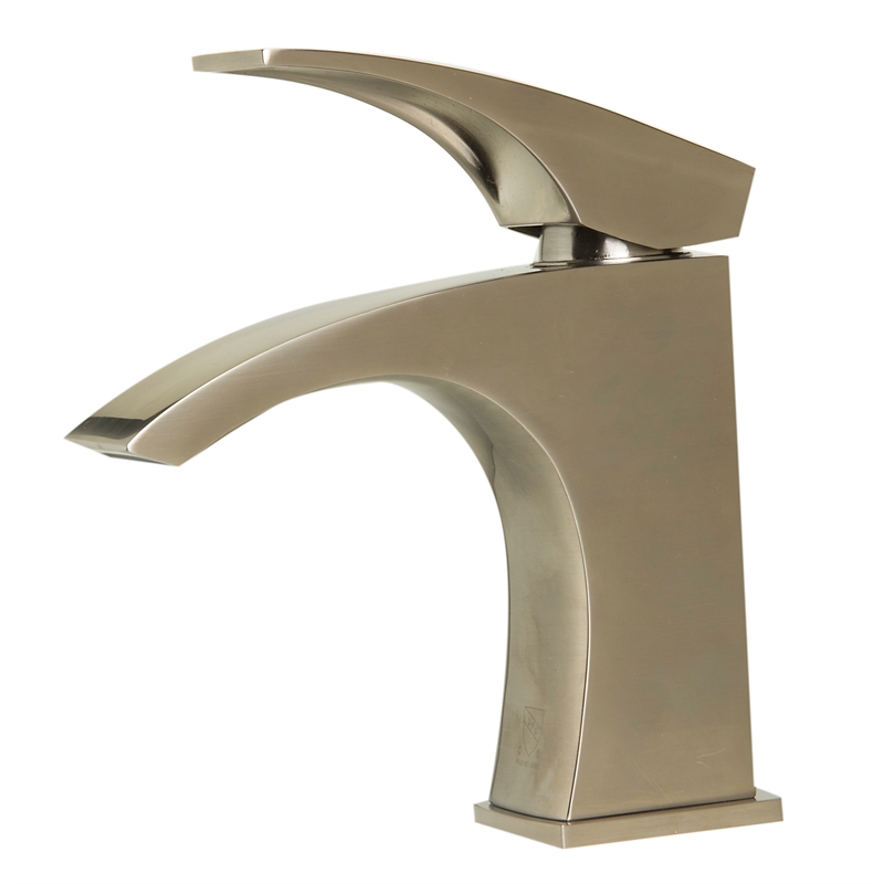 Pemberly Row Contemporary Brushed Nickel Single Lever Bathroom Faucet
