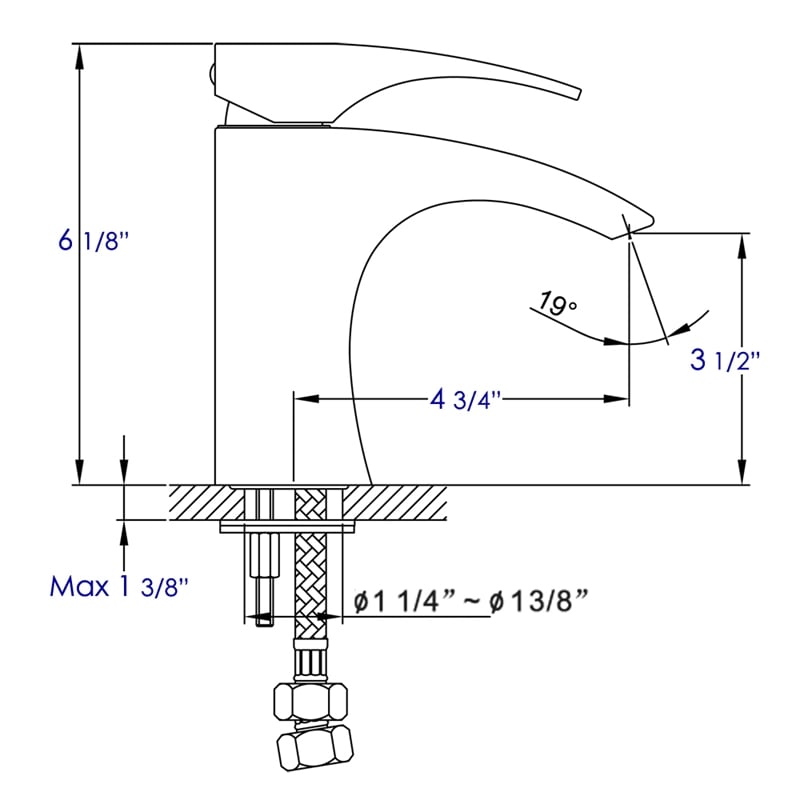 Pemberly Row Contemporary Polished Chrome Single Lever Bathroom Faucet