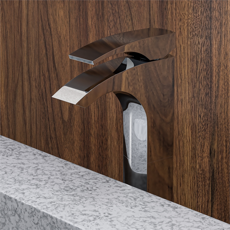 Pemberly Row Tall Polished Chrome Single Lever Bathroom Faucet