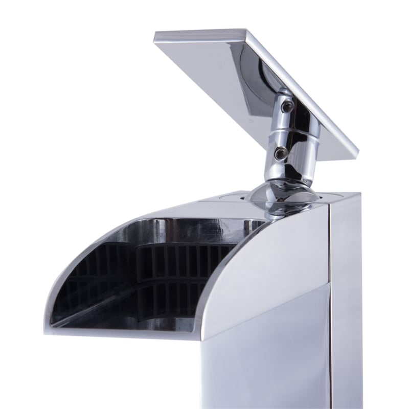 Pemberly Row Polished Chrome Single Hole Tall Waterfall Bathroom Faucet
