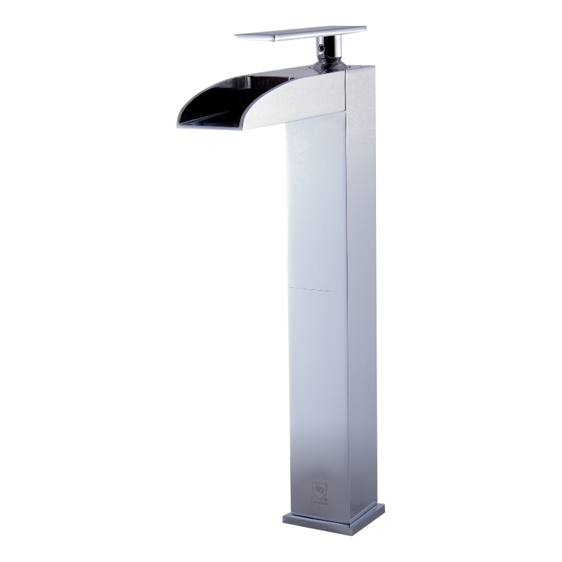 Pemberly Row Polished Chrome Single Hole Tall Waterfall Bathroom Faucet