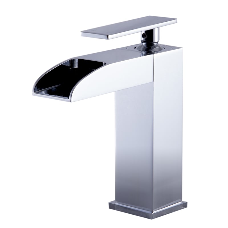 Pemberly Row Polished Chrome Single Hole Waterfall Bathroom Faucet