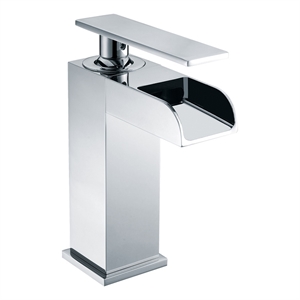 Pemberly Row Polished Chrome Single Hole Waterfall Bathroom Faucet