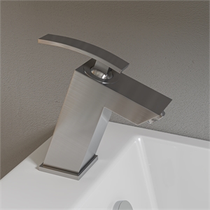 Pemberly Row Contemporary Brushed Nickel Single Lever Bathroom Faucet