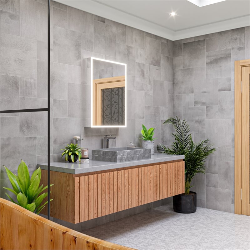 Pemberly Row Brushed Nickel Tall Single Hole Modern Bathroom Faucet