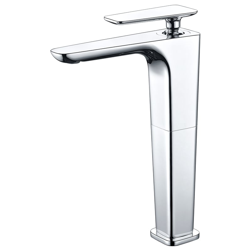 Pemberly Row Polished Chrome Tall Single Hole Modern Bathroom Faucet