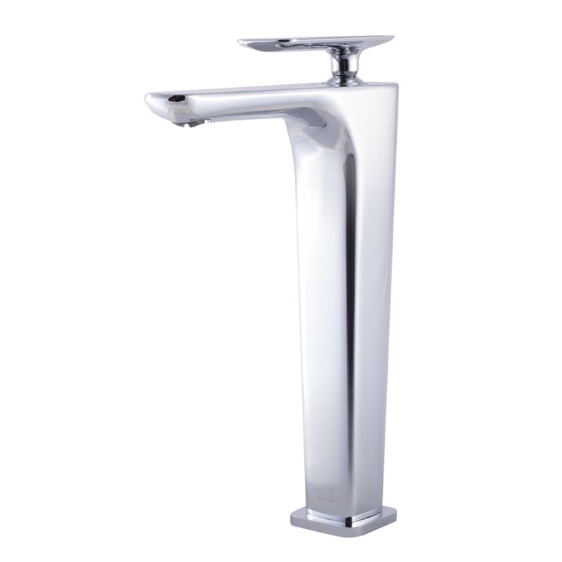 Pemberly Row Polished Chrome Tall Single Hole Modern Bathroom Faucet