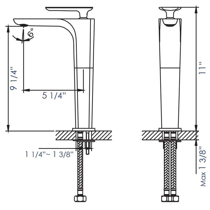 Pemberly Row Polished Chrome Tall Single Hole Modern Bathroom Faucet
