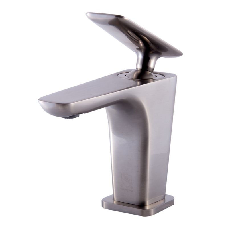 Pemberly Row Brushed Nickel Single Hole Modern Bathroom Faucet