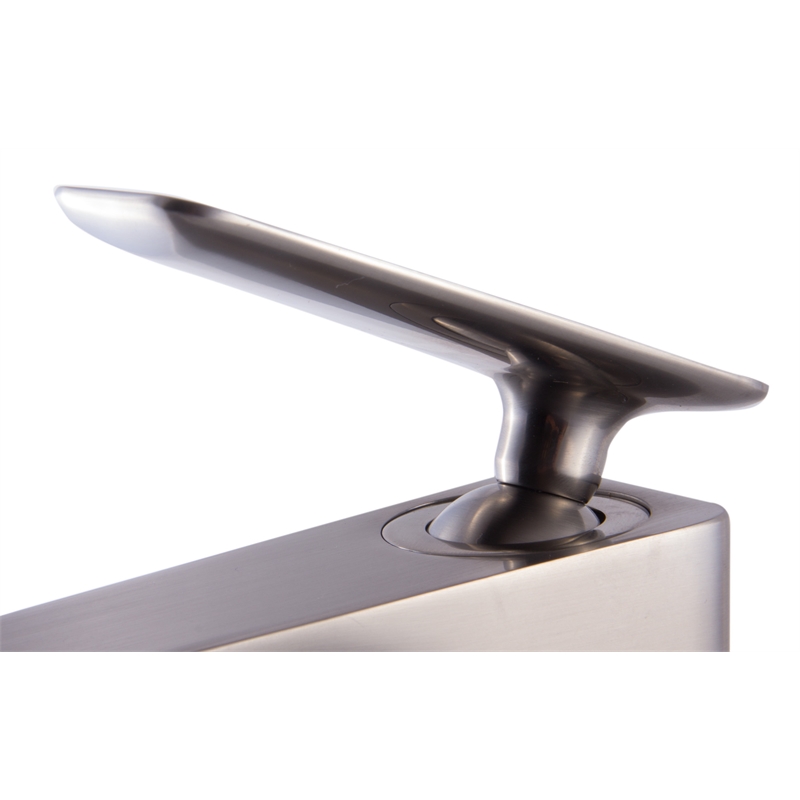 Pemberly Row Brushed Nickel Single Hole Modern Bathroom Faucet