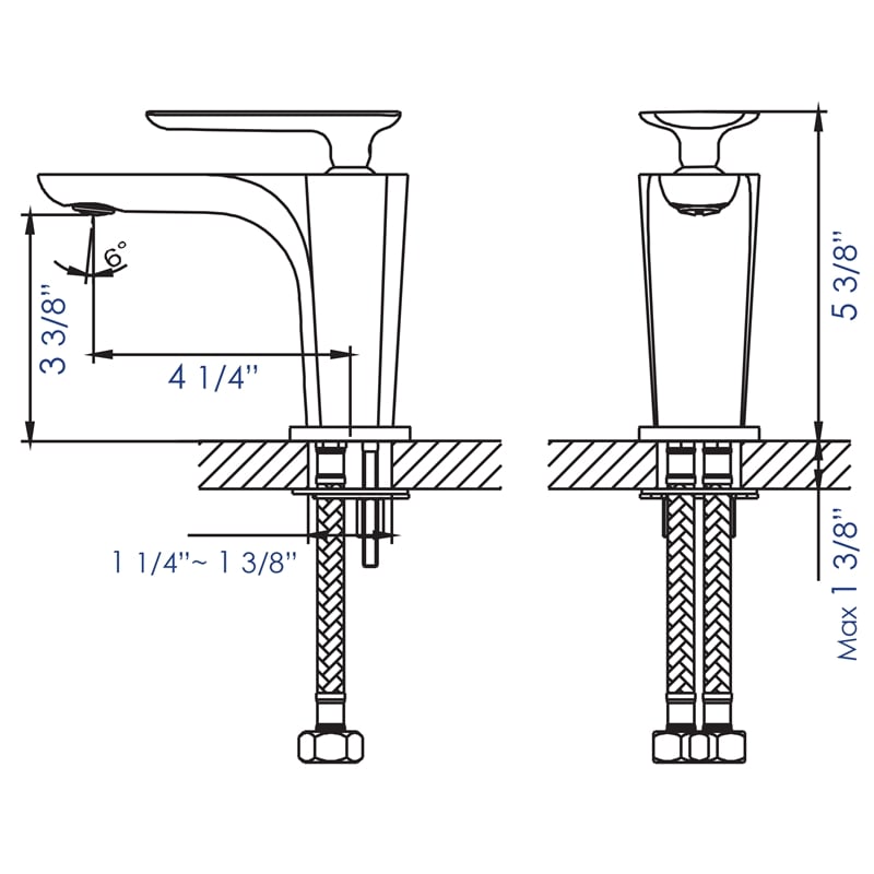 Pemberly Row Brushed Nickel Single Hole Modern Bathroom Faucet