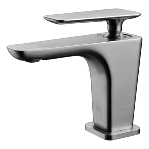 Pemberly Row Brushed Nickel Single Hole Modern Bathroom Faucet
