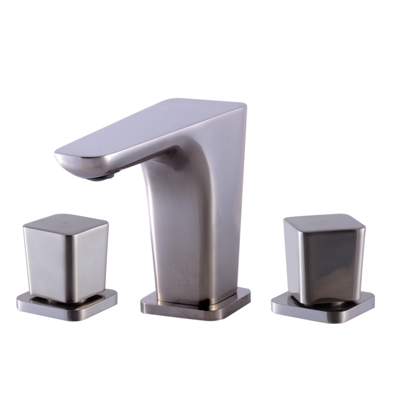 Pemberly Row Brushed Nickel Widespread Modern Bathroom Faucet