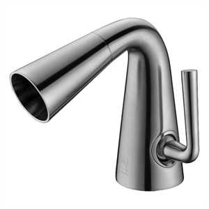 Pemberly Row Brushed Nickel Single Hole Cone Waterfall Bathroom Faucet