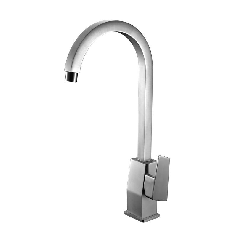 Pemberly Row Brushed Nickel Gooseneck Single Hole Bathroom Faucet