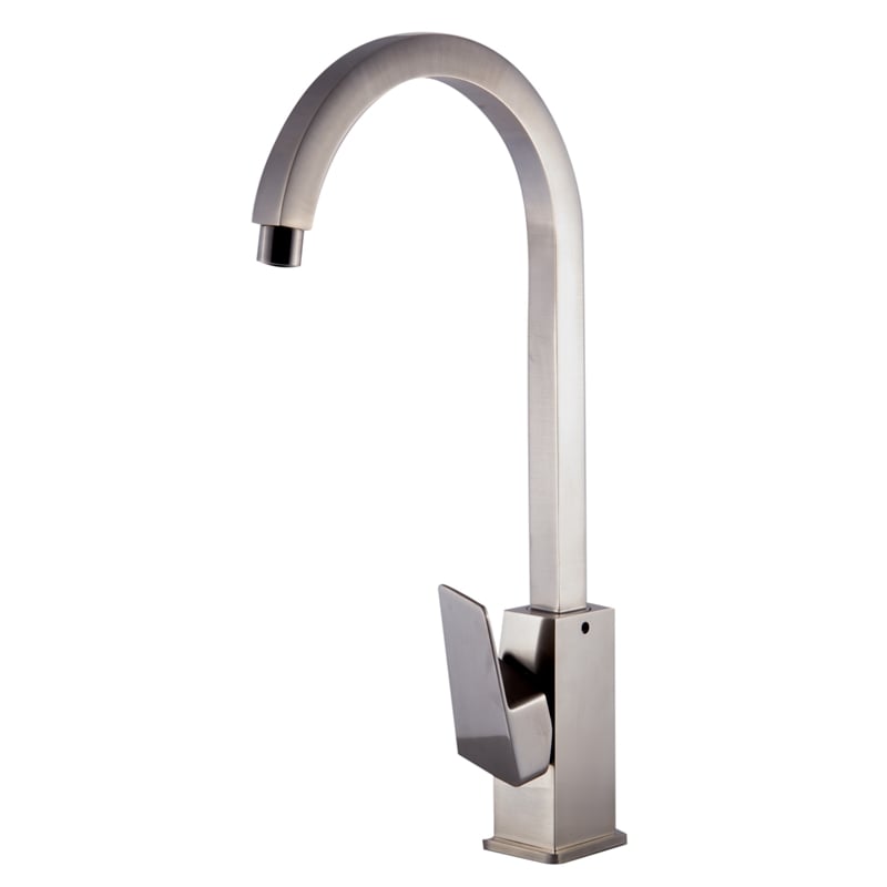 Pemberly Row Brushed Nickel Gooseneck Single Hole Bathroom Faucet