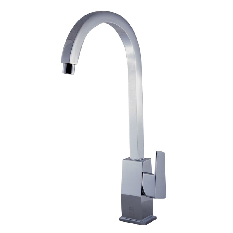 Pemberly Row Polished Chrome Gooseneck Single Hole Bathroom Faucet