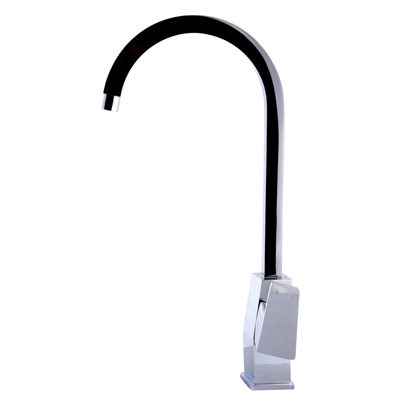 Pemberly Row Polished Chrome Gooseneck Single Hole Bathroom Faucet