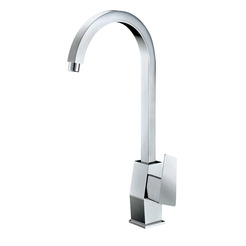 Pemberly Row Polished Chrome Gooseneck Single Hole Bathroom Faucet