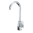 Pemberly Row Polished Chrome Gooseneck Single Hole Bathroom Faucet