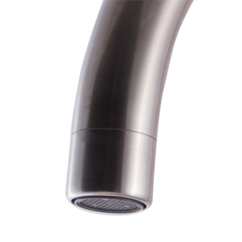 Pemberly Row Brushed Nickel Gooseneck Single Hole Bathroom Faucet