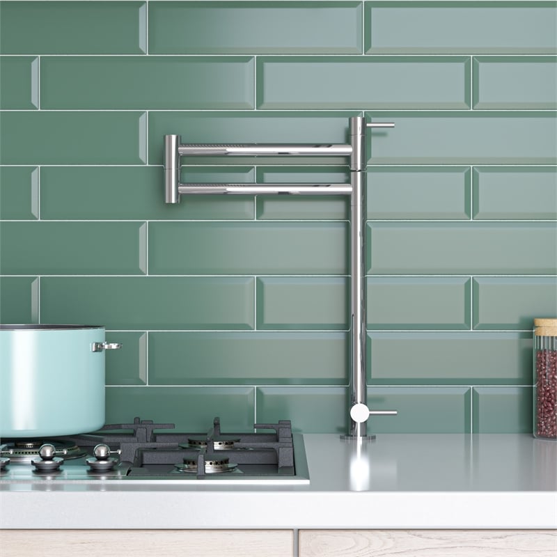 Pemberly Row Polished Stainless Steel Retractable Pot Filler Faucet