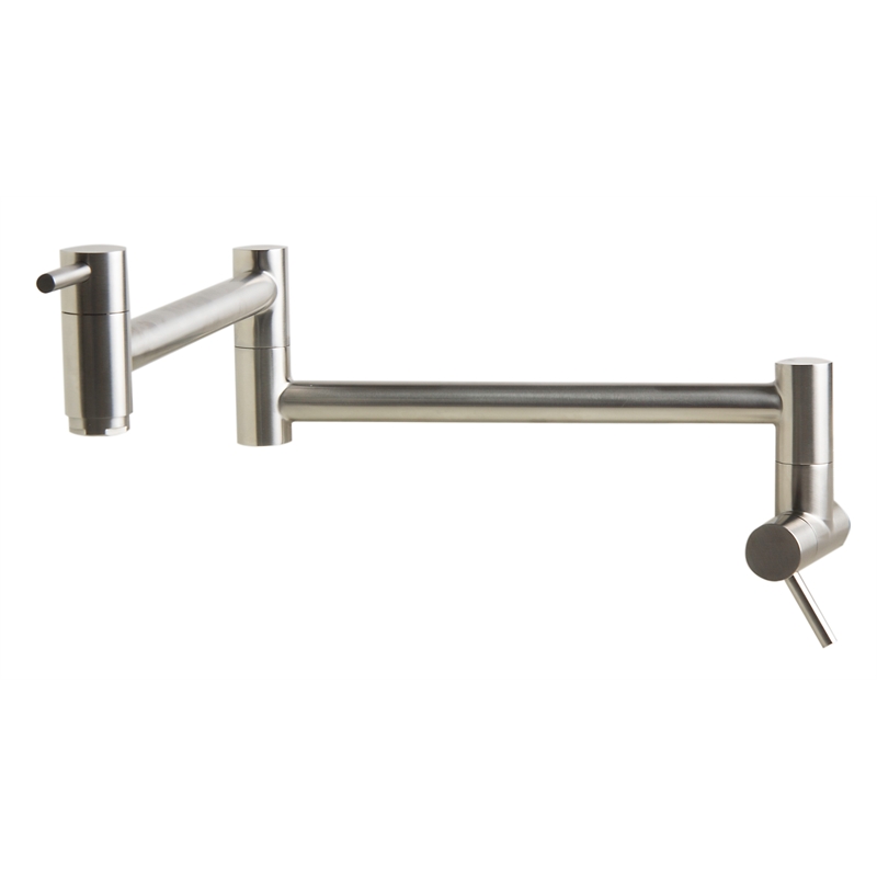 Pemberly Row Brushed Stainless Steel Retractable Pot Filler Faucet