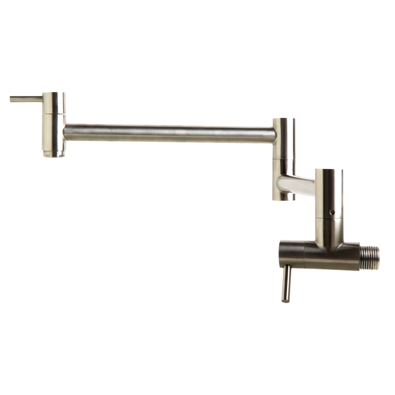 Pemberly Row Brushed Stainless Steel Retractable Pot Filler Faucet