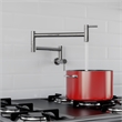Pemberly Row Polished Stainless Steel Retractable Pot Filler Faucet