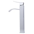 Pemberly Row Tall Polished Chrome Square Body Curved Spout Single Lever Faucet