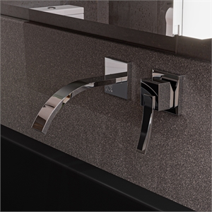 Pemberley Row Solid Brass Polished Chrome Bathroom Faucet Wall Mount Single Lever Easy Assembly