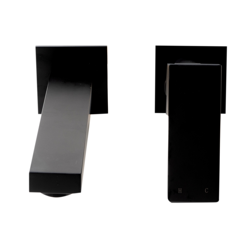 Pemberly Row Black Matte Single Lever Wallmount Bathroom Faucet