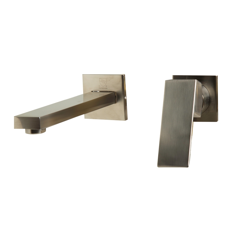 Pemberly Row Brushed Nickel Single Lever Wallmount Bathroom Faucet