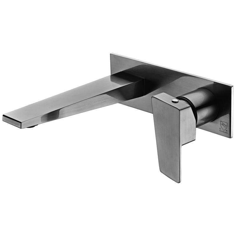 Pemberly Row Contemporary Brushed Nickel Wall Mounted Bathroom Faucet