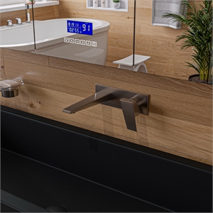 Pemberly Row Contemporary Brushed Nickel Wall Mounted Bathroom Faucet