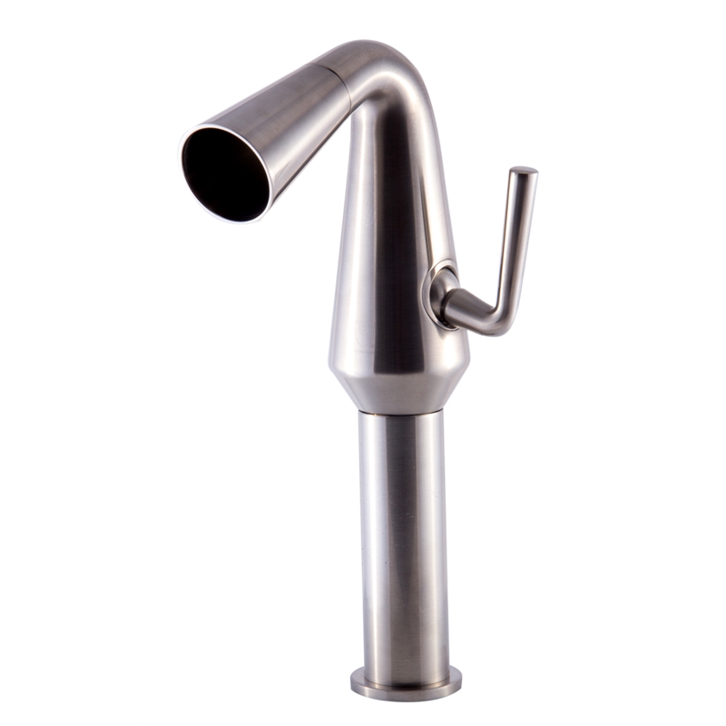 Pemberly Row Brushed Nickel Single Hole Tall Cone Waterfall Bathroom Faucet