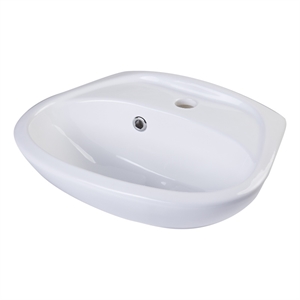Pemberly Row White Small Porcelain Wall Mount Basin with Overflow