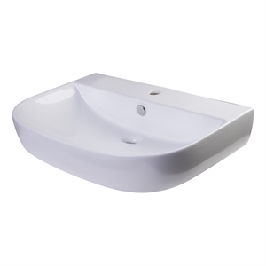 Pemberly Row 28&quot White D-Bowl Porcelain Wall Mounted Bath Sink