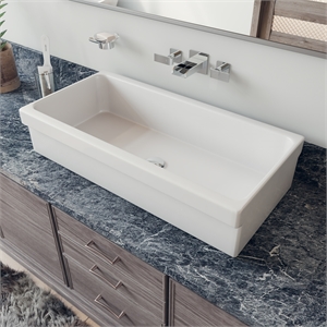 Pemberly Row 36&quot White Above Mount Fireclay Bath Trough Sink