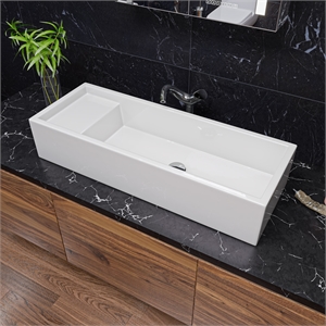 Pemberly Row 39&quot White Above Mount Fireclay Bathroom Trough Sink
