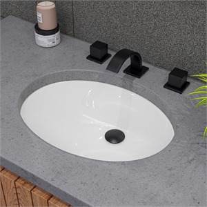 Pemberly Row Contemporary White 23&quot Oval Undermount Ceramic Sink