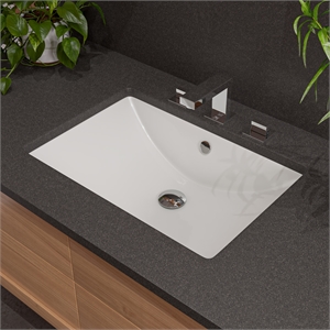 Pemberly Row Contemporary White 24&quot Rectangular Undermount Ceramic Sink